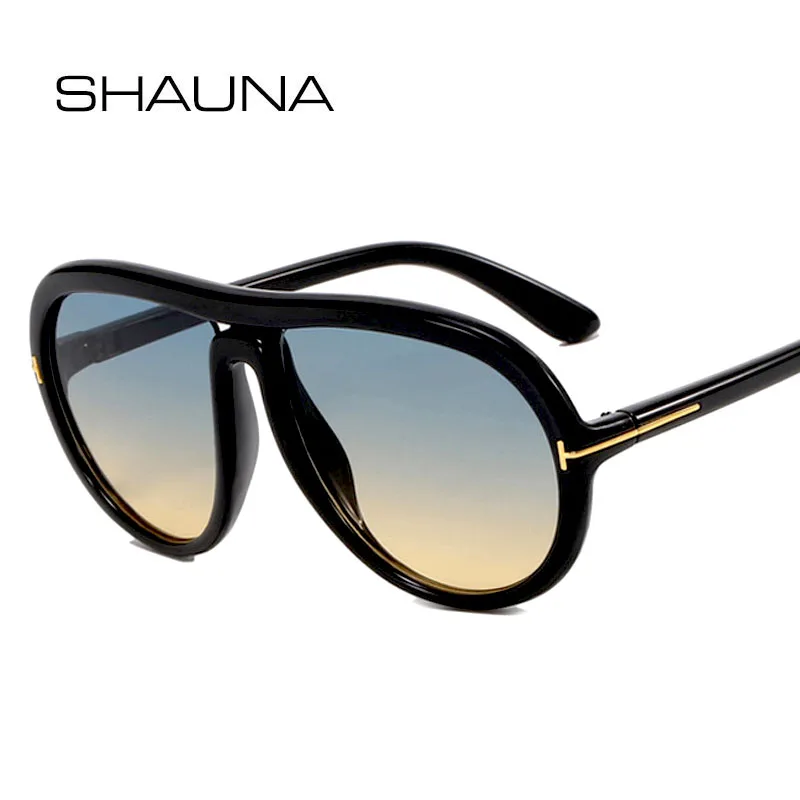 Top Trends: SHAUNA Retro Oversized Pilot Sunglasses Women Fashion Brand Designer Gradient Shades UV400 Men Oval Sun Glasses Shoppable Styles