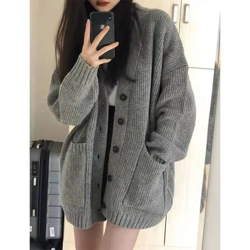 Top Trends: Autumn Winter Y2K Elegant Fashion Lady Cardigan Harajuku Loose Casual Tops Women All Match Outerwear Long Sleeve Button Sweaters Shoppable Styles