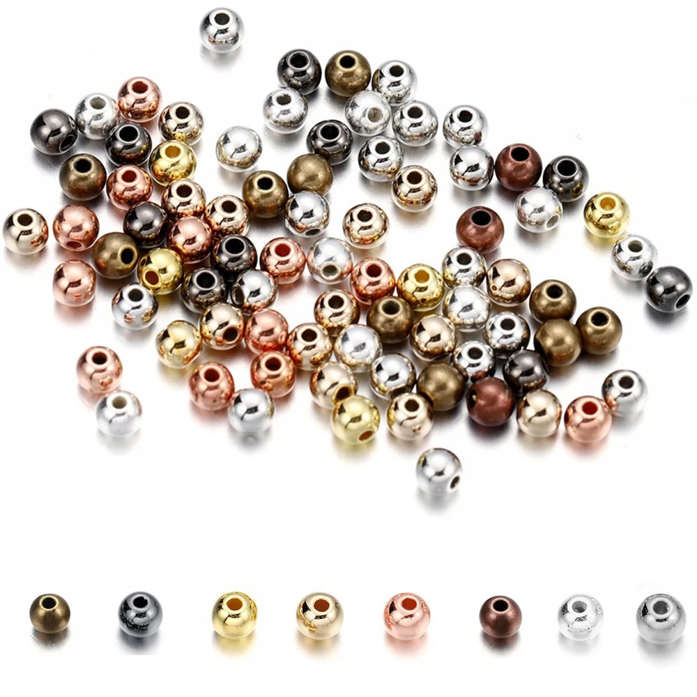 Top Trends: 30-400pcs / lot 3-12mm Gold Color Round Spacer Bead Ball End CCB Seed Beads For Bracelet Necklace DIY Jewelry Making Accessories Shoppable Styles