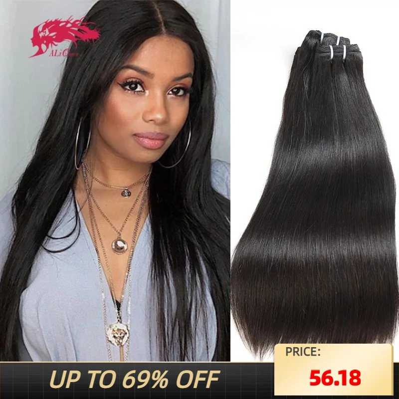 Top Trends: Ali Queen Hair Brazilian Straight Raw Virgin Hair Natural Color One Donor Human Hair Weft 8" To 28" Double Drawn Hair Bundle Shoppable Styles