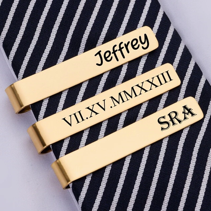 Top Trends: DIY Logo Name Pattern 4.8*8 Cm Tie Clip LOGO For Men Steel Silver Color Gold Business Tie Pin Clasp Necktie Customization Shoppable Styles