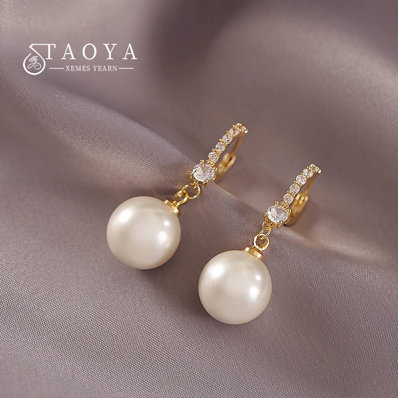 Top Trends: Elegant Lady&#039;s Pearl Pendant Earrings Korean Fashion Jewelry Party Student Girl&#039;s Simple Accessories Sweet Earrings For Woman Shoppable Styles