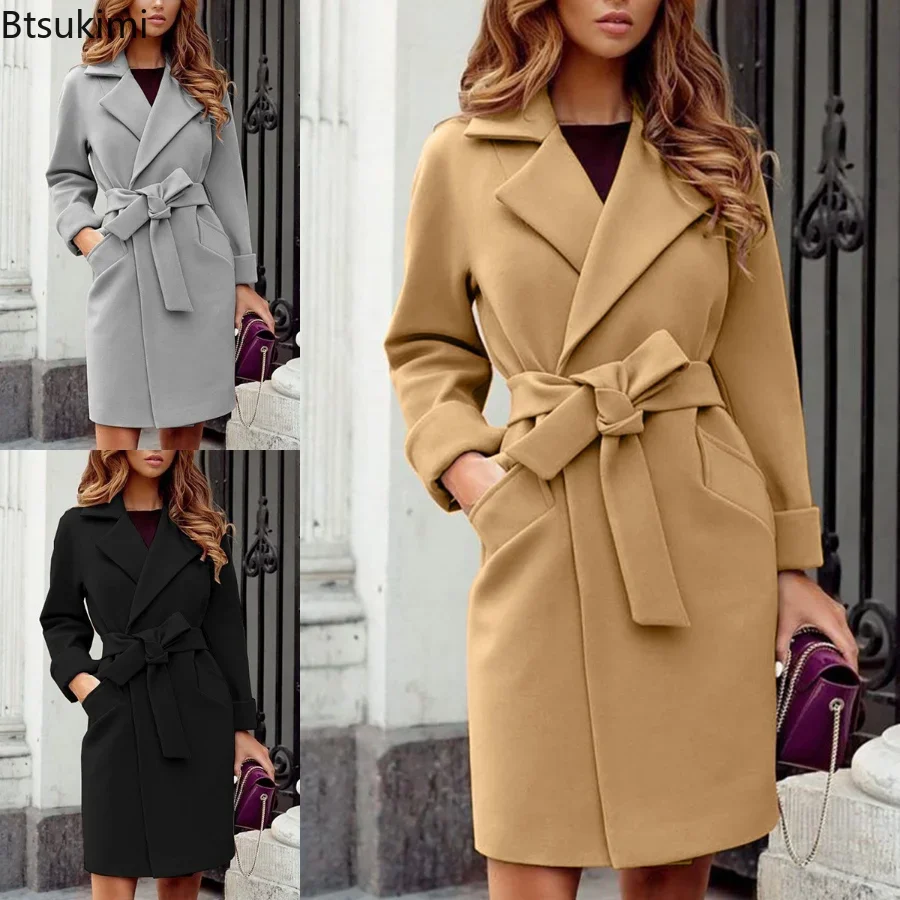 Top Trends: 2023 Women&#039;s Thick Warm Jacket Wool Blends Solid Long Sleeve Slim Overcoat Elegant Korean Loose Windbreaker Winter Coats Woman Shoppable Styles