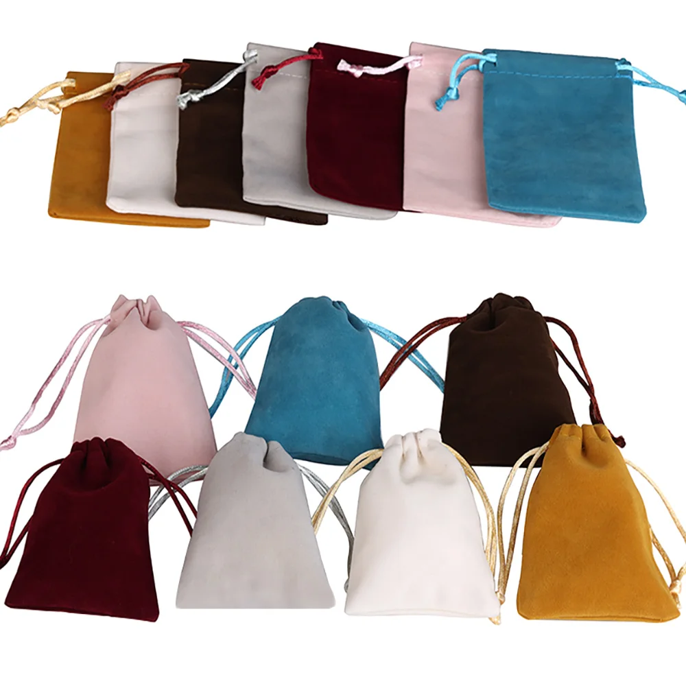 Top Trends: 25pcs / lot Small Velvet Jewelry Bag Short Plush Multi-color For Jewelry Packing Wedding Portable Drawstring Pouch Jewelry Bag Shoppable Styles