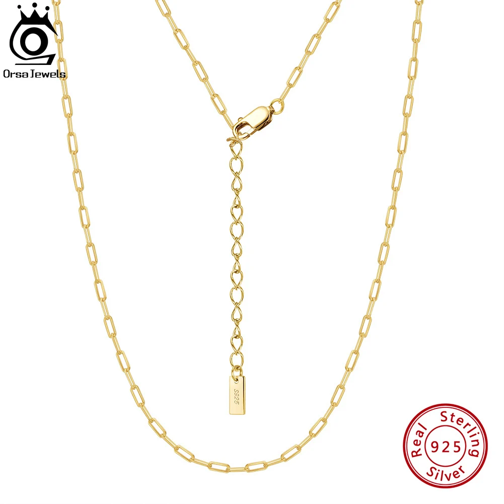 Top Trends: ORSA JEWELS 14K Gold Plated 925 Sterling Silver 1.8x4.2mm Paperclip Chain Necklace Dainty Women&#039;s Basic Neck Chain Jewelry SC64 Shoppable Styles