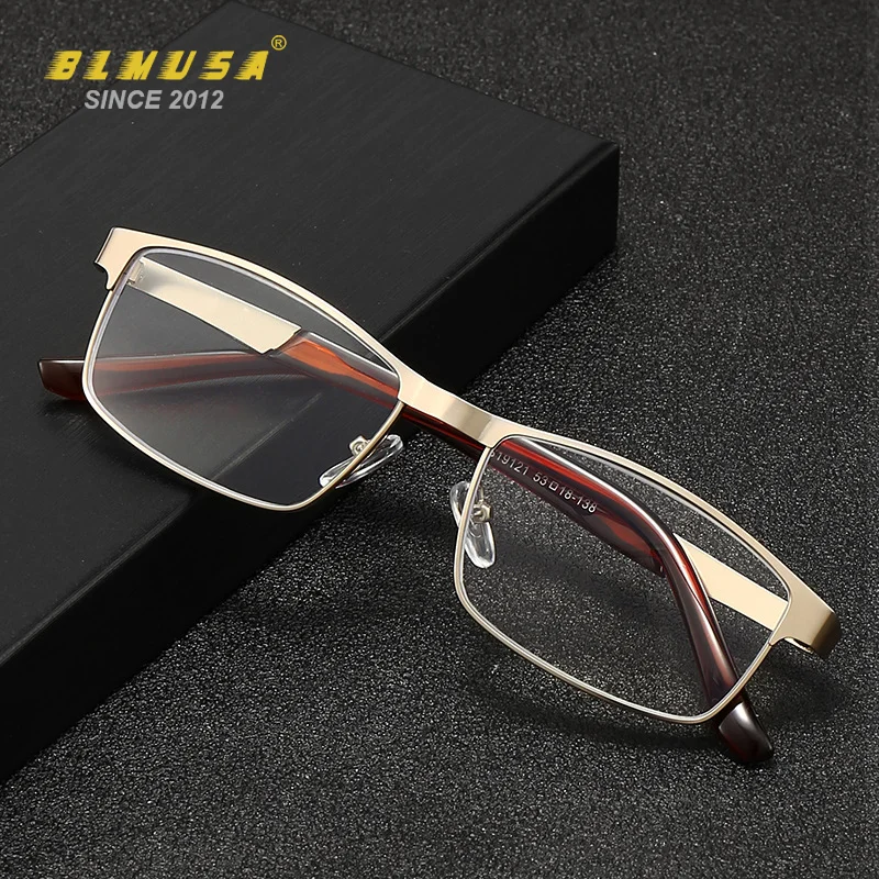 Top Trends: BLMUSA Stainless Steel Frame Reading Glasses Men Business Anti Blue Light Computer Glasses Presbyopia Prescription Eyeglasses Shoppable Styles