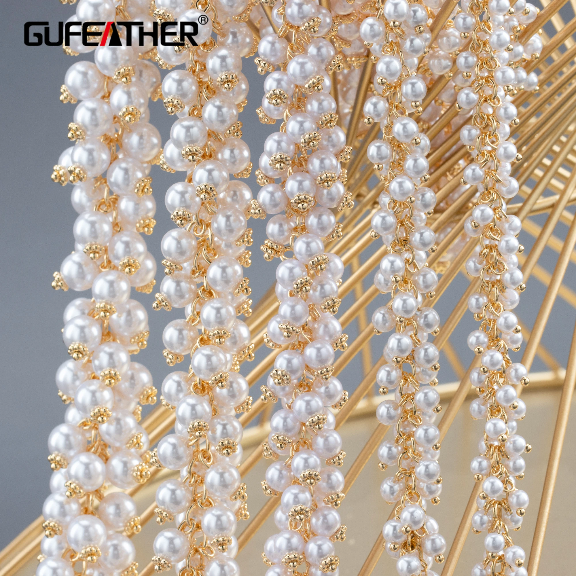 Top Trends: GUFEATHER C175, diy Chain, pass REACH, nickel Free, 18k Gold Plated, plastic Pearl, diy Bracelet Necklace, jewelry Making, 50cm / lot Shoppable Styles