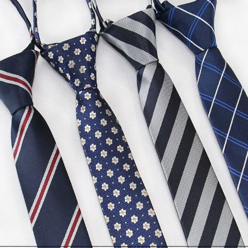 Top Trends: 45*5cm / 6cm Fashionable Men Tie Striped Soild Color Leisure Skinny Ties Easy Lazy Zipper Tie Student Party Performance Necktie Shoppable Styles