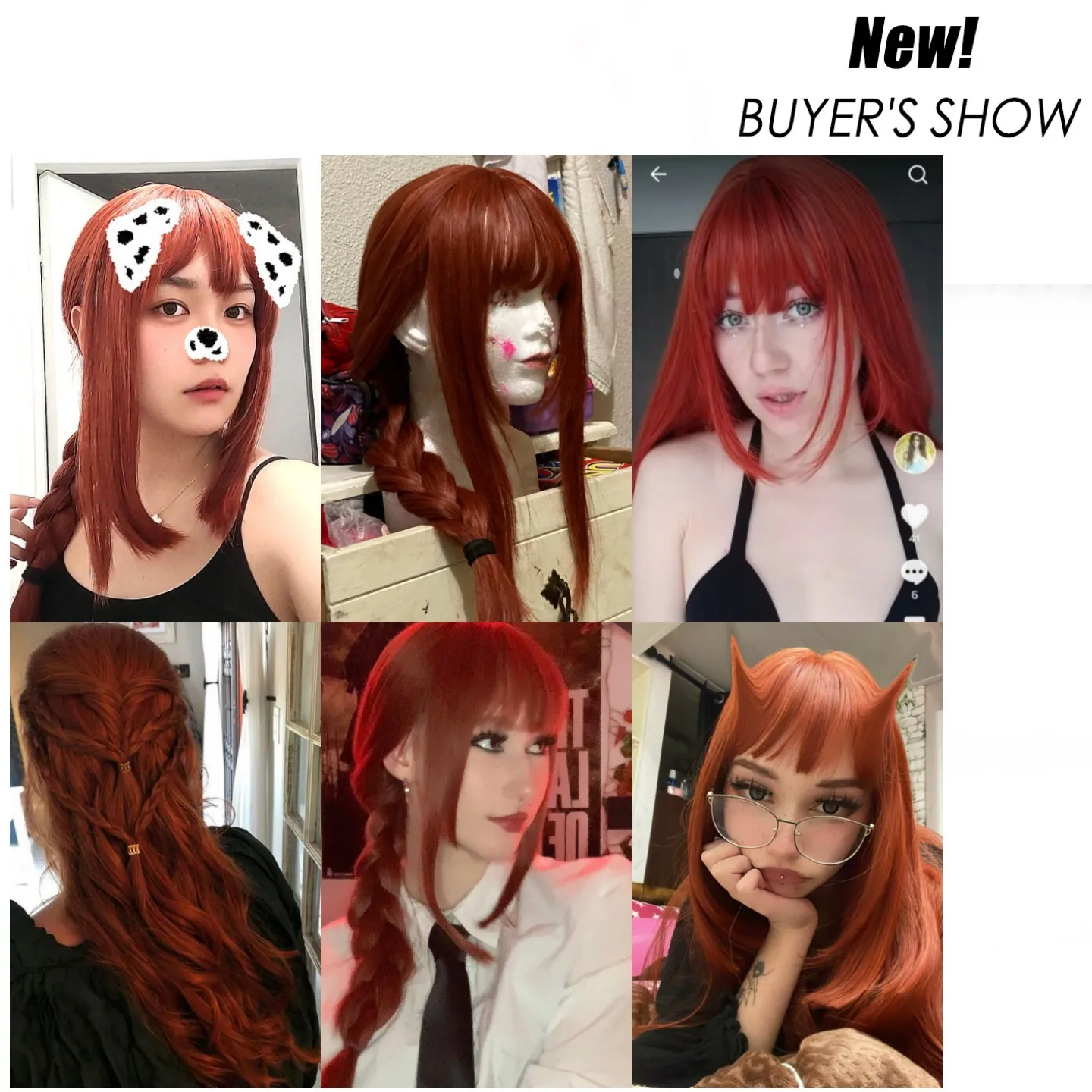 Top Trends: Cosplay Makima Wigs Orange Red Ombre Long Straight Wigs For Women Synthetic Wigs With Bangs Heat Resistant Fiber WigsHair Shoppable Styles - Image 4