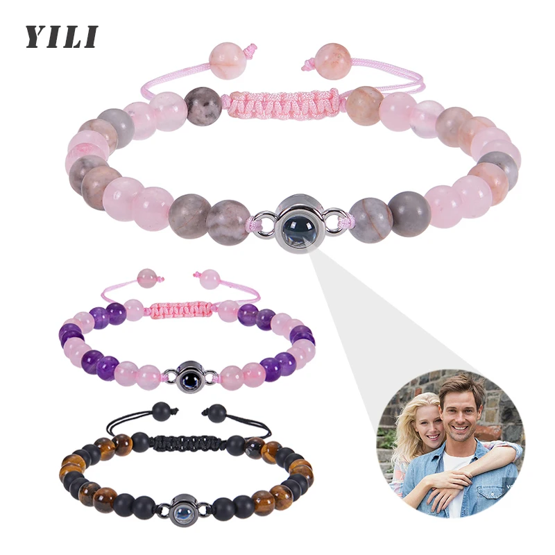 Top Trends: Personalized Photo Projection Bracelet For Couple Crystal Zebra Stone Bead Bracelets Custom Picture Bracelets Personalized Gifts Shoppable Styles