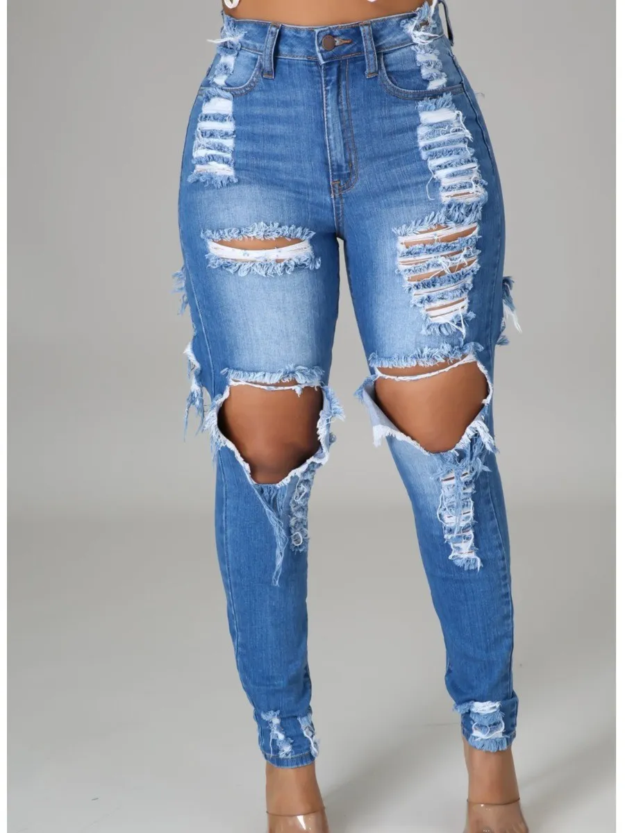 Top Trends: LW High-waisted High Stretchy Ripped Jeans Skinny High-Waist Ripped High Stretchy Autumn Winter Women Female Pants Buttoms Shoppable Styles