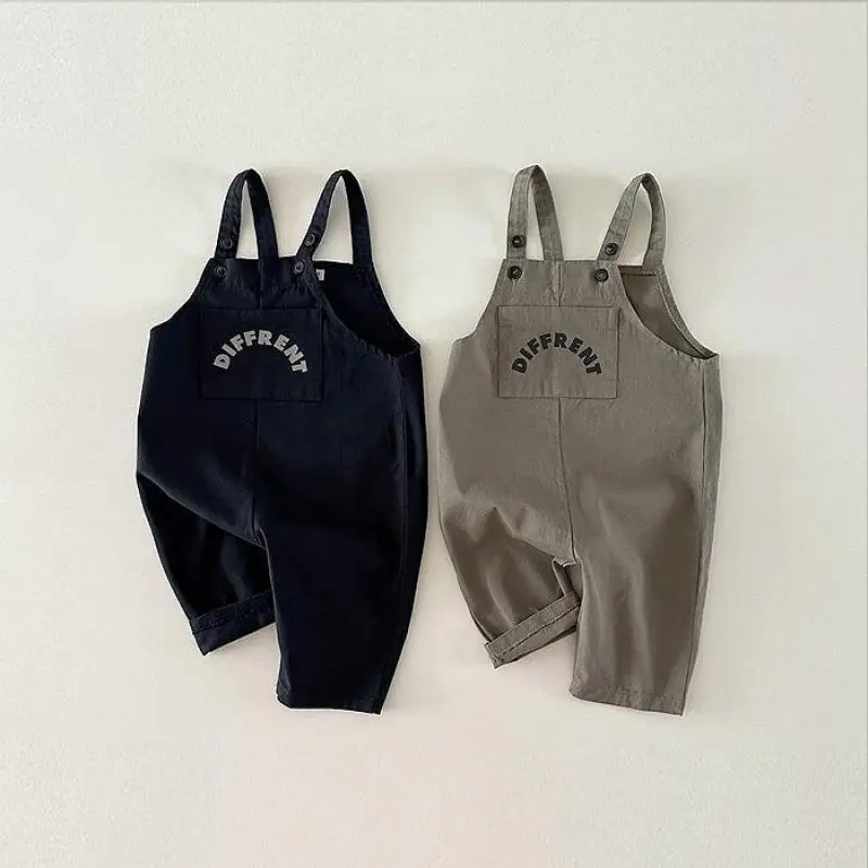 Top Trends: New Baby Sleeveless Overalls Cotton Newborn Infant Letter Print Romper Toddler Boy Pocket Jumpsuit Autumn Baby Clothes Shoppable Styles