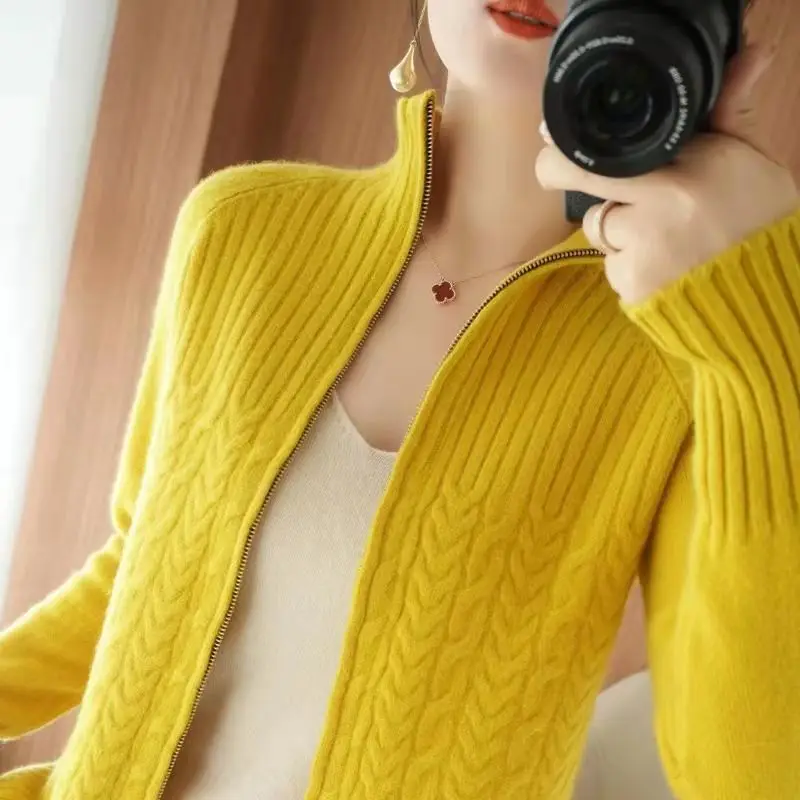 Top Trends: Fashion Solid Color Spliced Knitted Cardigan Sweater Women's Clothing 2022 Autumn New Loose Casual Tops All-match Korean Coat Shoppable Styles