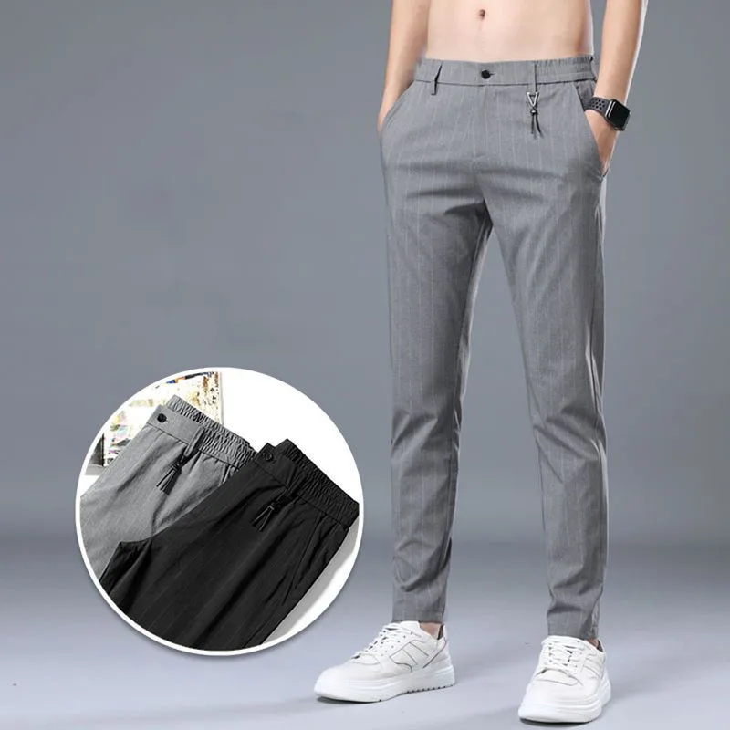 Top Trends: Spring Summer Men Thin Striped Business Suits Pants Streetwear Fashion Male Clothes Elastic Loose Casual Straight Trousers 28-38 Shoppable Styles - Image 2