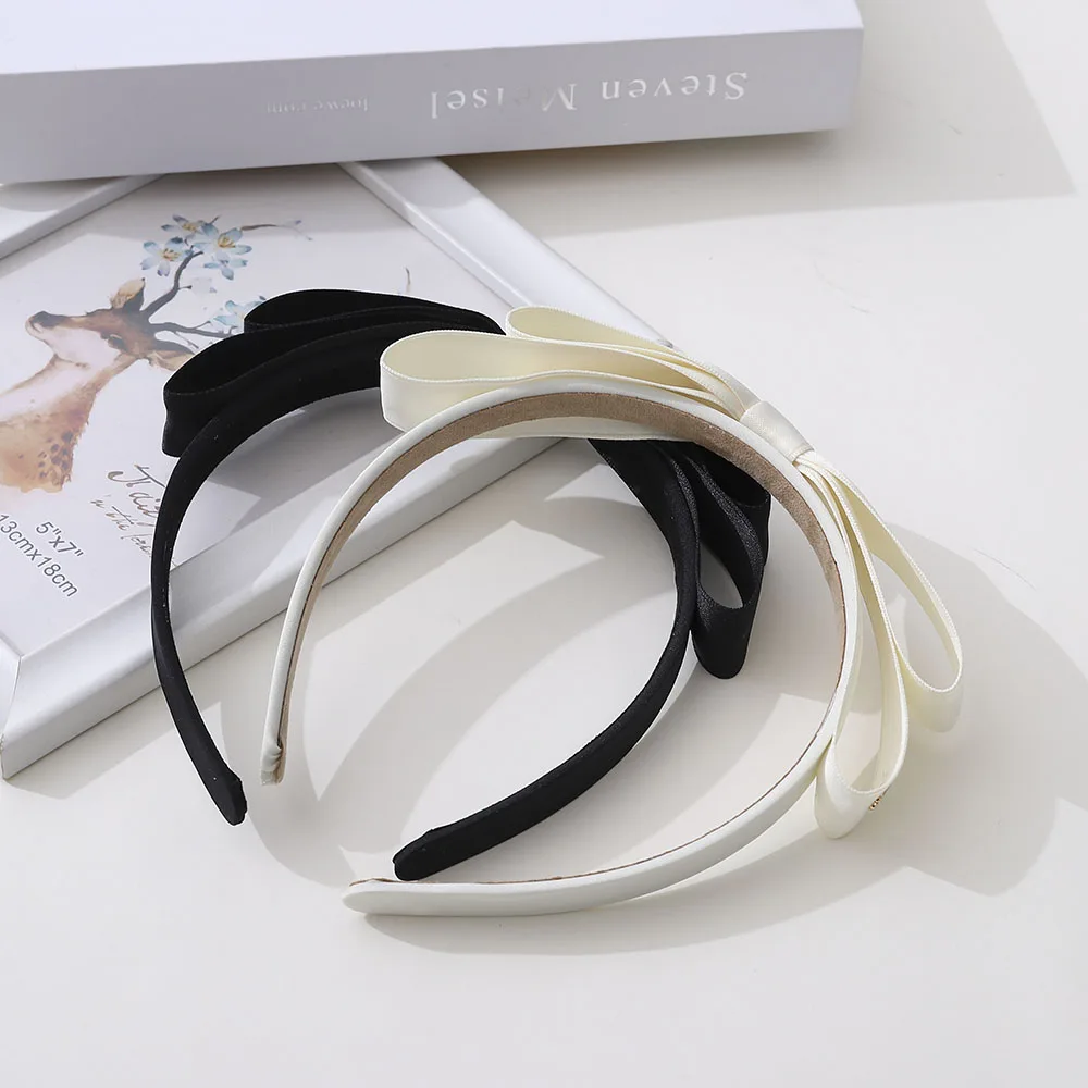 Top Trends: Fashion Bow Black Narrow Side Fine Hair Band Girls Delicate Simple Charm Korean Version Of Hair Accessories Headband Wholesale Shoppable Styles