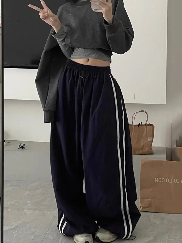 Top Trends: QWEEK Y2K Striped Jogger Pants Women Korean Fashion Vintage Baggy Sweatpants Oversized Kpop Style Harajuku Basic Track Trousers Shoppable Styles