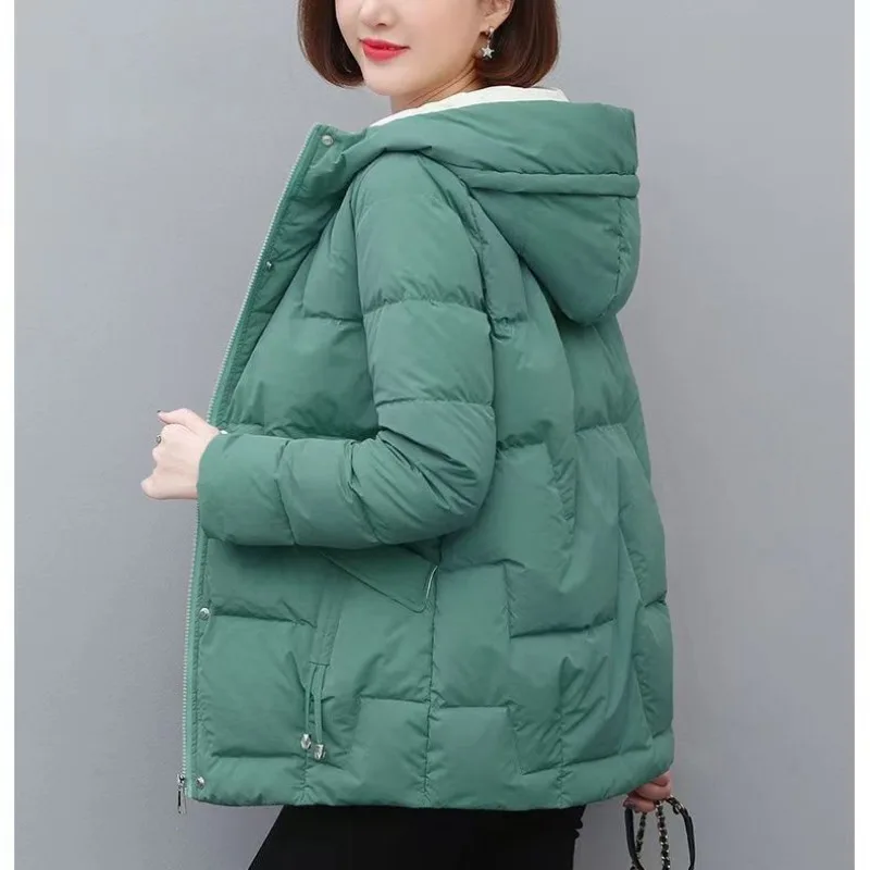 Top Trends: 2023 Women Korean Thick Warm Down Cotton Puffer Jacket Long Sleeve Parka Winter Coat Hooded Pockets Solid Plus Size Loose Coats Shoppable Styles