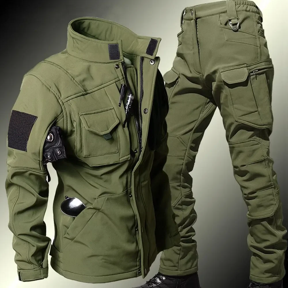 Top Trends: Men&#039;s Tactical Sets Winter Shark Skin Military Suit Soft Shell Windproof Waterproof Jackets Warm Fleece Cargo Pants Army Uniform Shoppable Styles