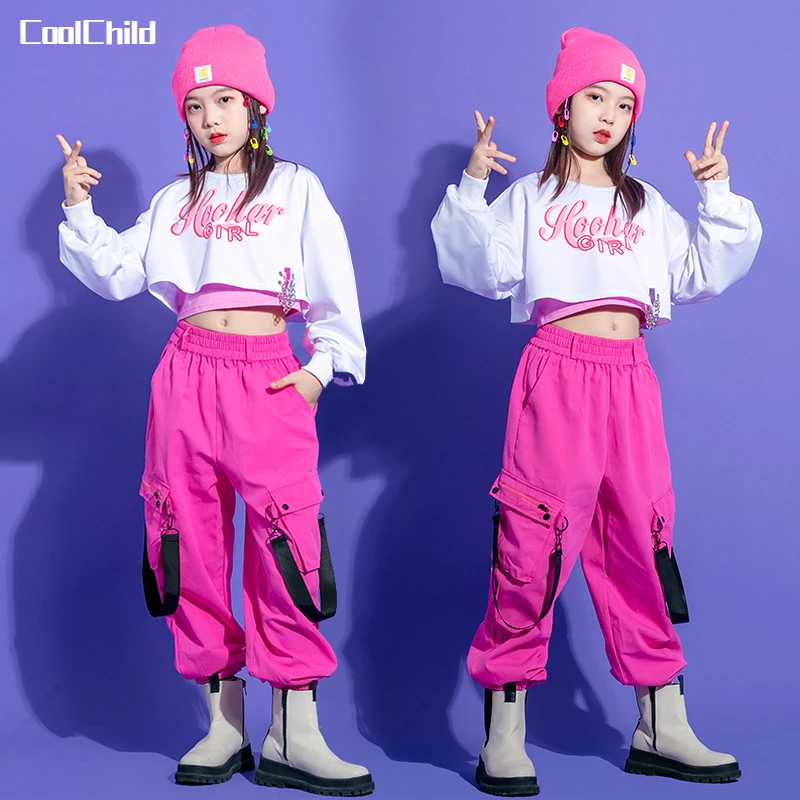 Top Trends: Hip Hop Girls Pink Cargo Pants Kids Crop Top Skirt Princess Street Dance Clothes Set Child Jazz Sweet Outfit Streetwear Costumes Shoppable Styles