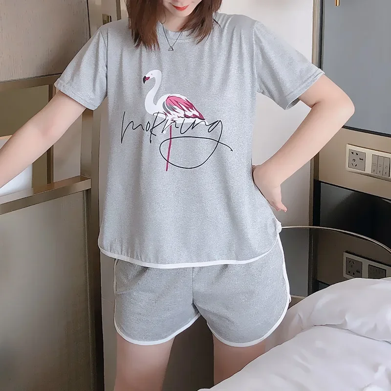 Top Trends: 2024 New Summer Short Sleeve Pajama Sets For Women Cute Girls Cartoon Shorts Sleepwear Pyjama Homewear Pijama Mujer Home Clothes Shoppable Styles