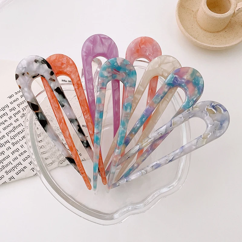 Top Trends: Fashion Acetate Hair Sticks For Women Shell Hair Clip Hair Pins U Shape Girls Hairpins Hair Bun Maker Wedding Hair Accessories Shoppable Styles