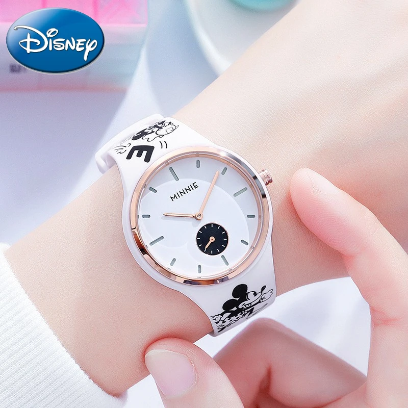 Top Trends: Disney Official Women Japan Quartz Wristwatch Micky Minnie Mouse Cartoon Graffiti Silicone Band Lady Girl Youth Student Clock Shoppable Styles