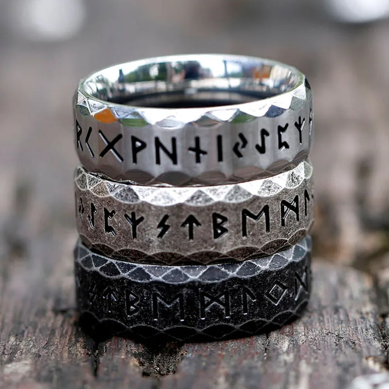 Top Trends: Nordic Retro Rune Ring For Men Women Simple 316L Stainless Steel Odin Letter Rings Couple Amulet Jewelry Accessoires Gifts Shoppable Styles