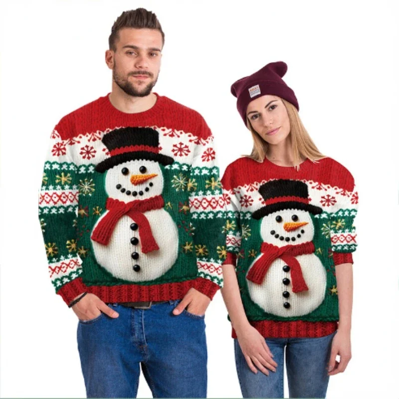 Top Trends: Men Women Ugly Christmas Sweaters Christmas Tree 3D Printed Red Xmas Pullovers Tops Clothes Couples Party Festival Sweatshirts Shoppable Styles