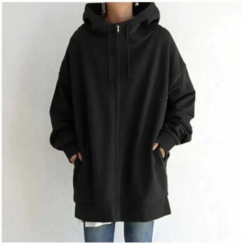 Top Trends: 2024 Spring Women Coat Black Sweatshirt Warm Turtleneck Oversize Long Jacket Female Winter Casual Warm Loose Ladies Outerwear Shoppable Styles