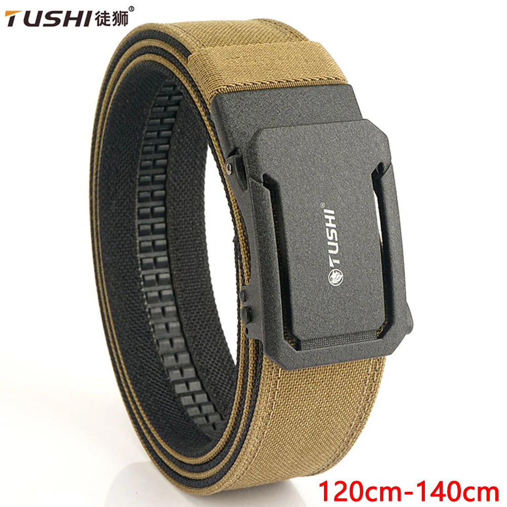 Top Trends: TUSHI New Men's Military Pistol Gun Belt Metal Automatic Buckle Sturdy Nylon Tactical Outdoor Belt IPSC Casual Waistband Male Shoppable Styles