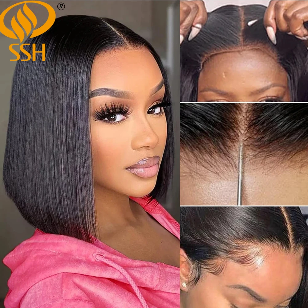 Top Trends: SSH Wear Go Glueless Short Bob Wig 13x4 Lace Front Wig Glueless Human Hair 4x4 Straight Lace Closure Human Hair Wigs For Women Shoppable Styles