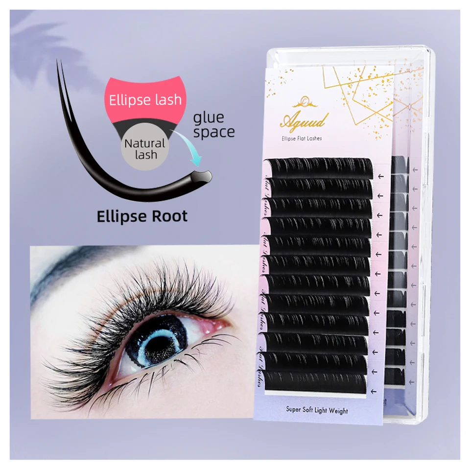 Top Trends: AGUUD Ellipse Flat Eyelash Extension Soft Double Split Tips Faux Mink Individual Eyelash Volume False Ellipse Lash Professional Shoppable Styles