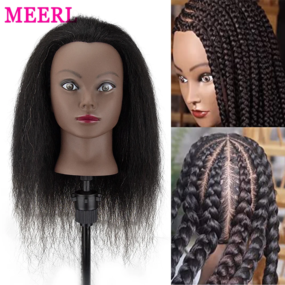 Top Trends: Mannequin Head With 100% Real Hair 16&quot; Hairdresser Cosmetology Afro Mannequin Manikin Training Practice Doll Head For Hairstyling Shoppable Styles