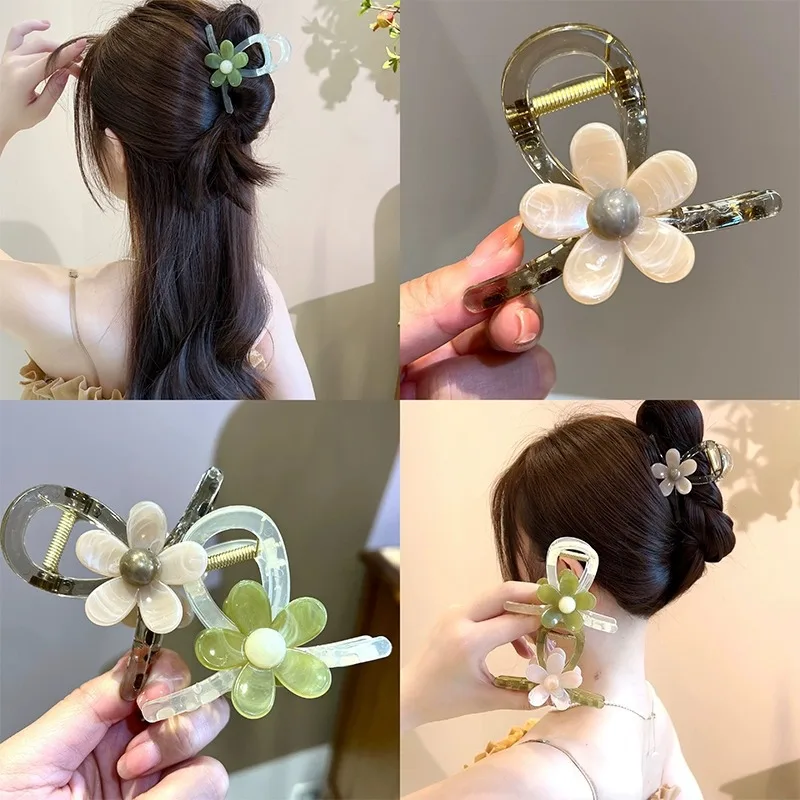 Top Trends: AISHG Gradient Flower Hair Claw Clips Sweet Girls Clamp Barrettes Exquisite Elegance Shark Crab Clips For Women Hair Accessoires Shoppable Styles