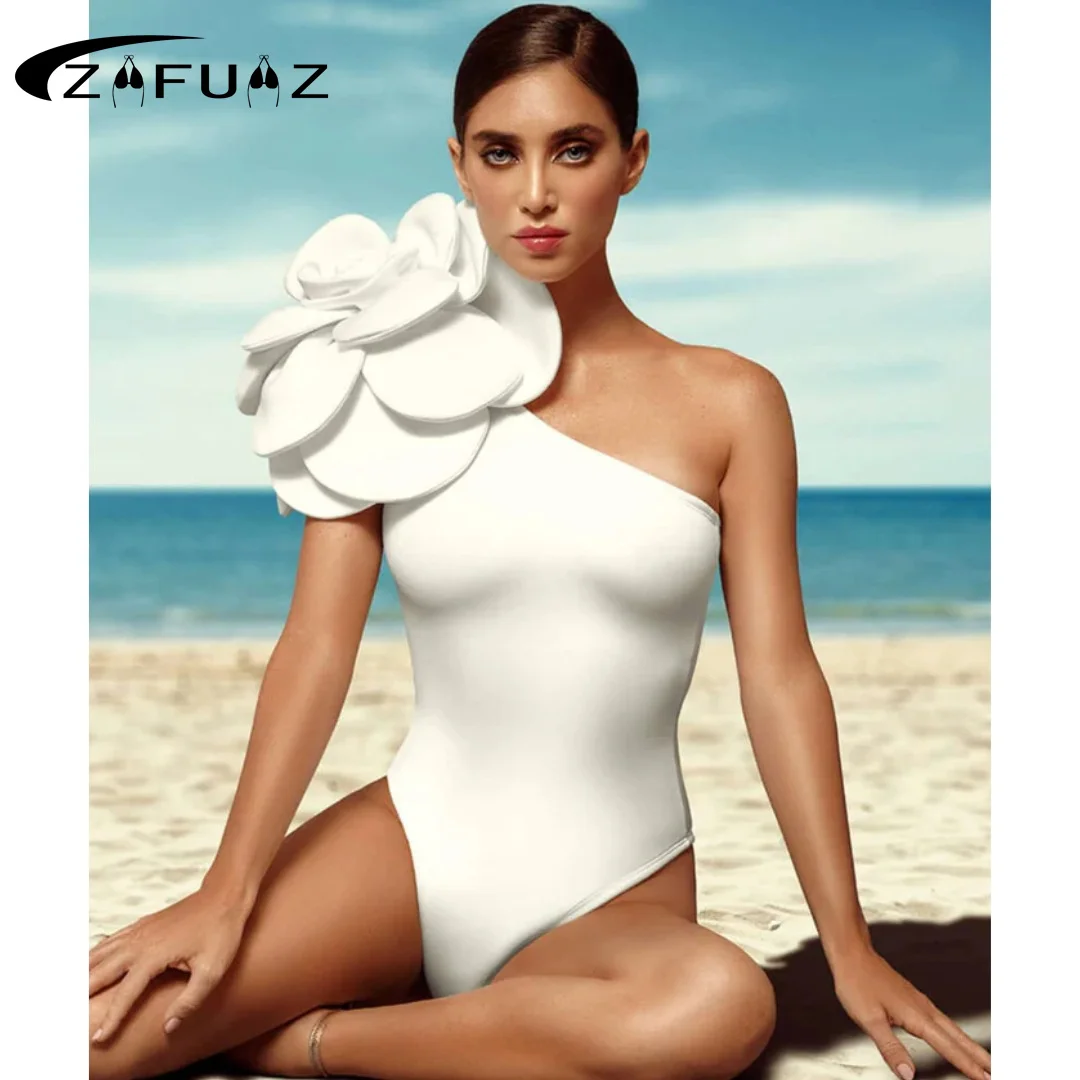 Top Trends: ZAFUAZ 2024 Women Swimwear 3D Flower One Piece Swimsuit Luxury Monokini Bodysuit Brazilian Bathing Suit Beach Wear Summer Dress Shoppable Styles