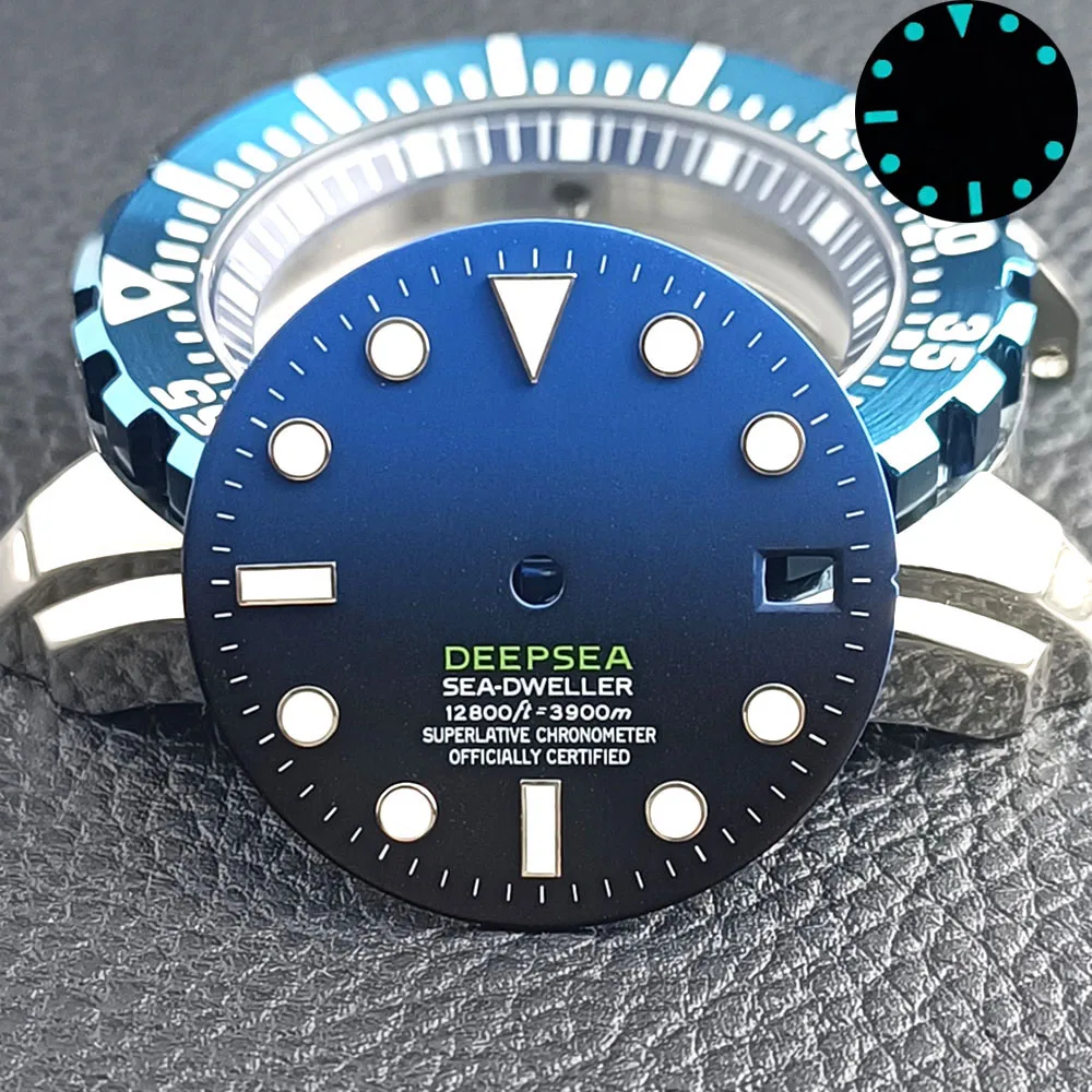 Top Trends: 28.5MM Diameter Single Calendar Watch Dial Blue Luminous Dial For NH35 / NH36 Watch Movement Accessories Parts Shoppable Styles