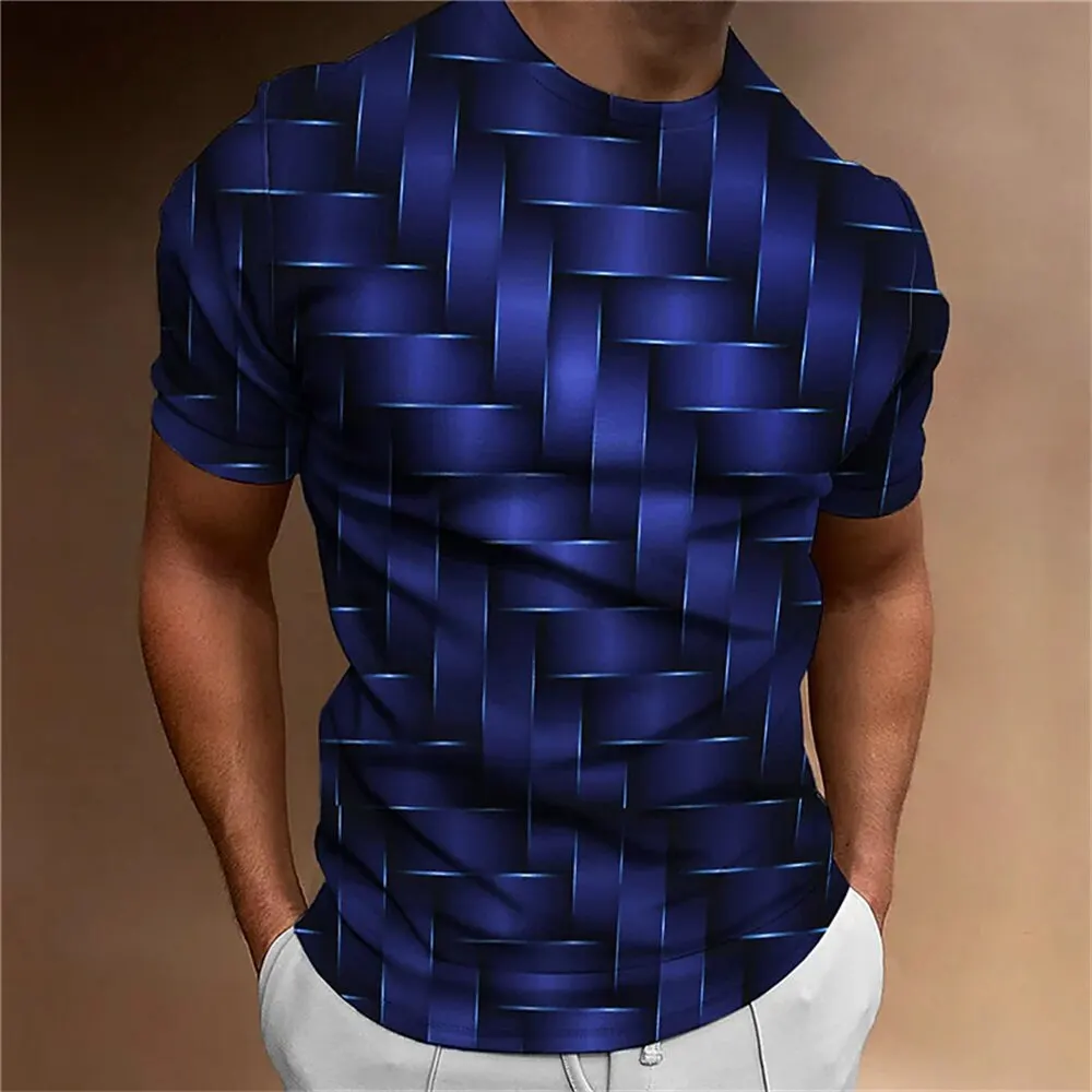 Top Trends: Summer T-Shirt For Men Geometric Pattern 3D Printed Tops Tees Casual Men&#039;s Clothing Loose Oversized T Shirts Vintage Streetwear Shoppable Styles