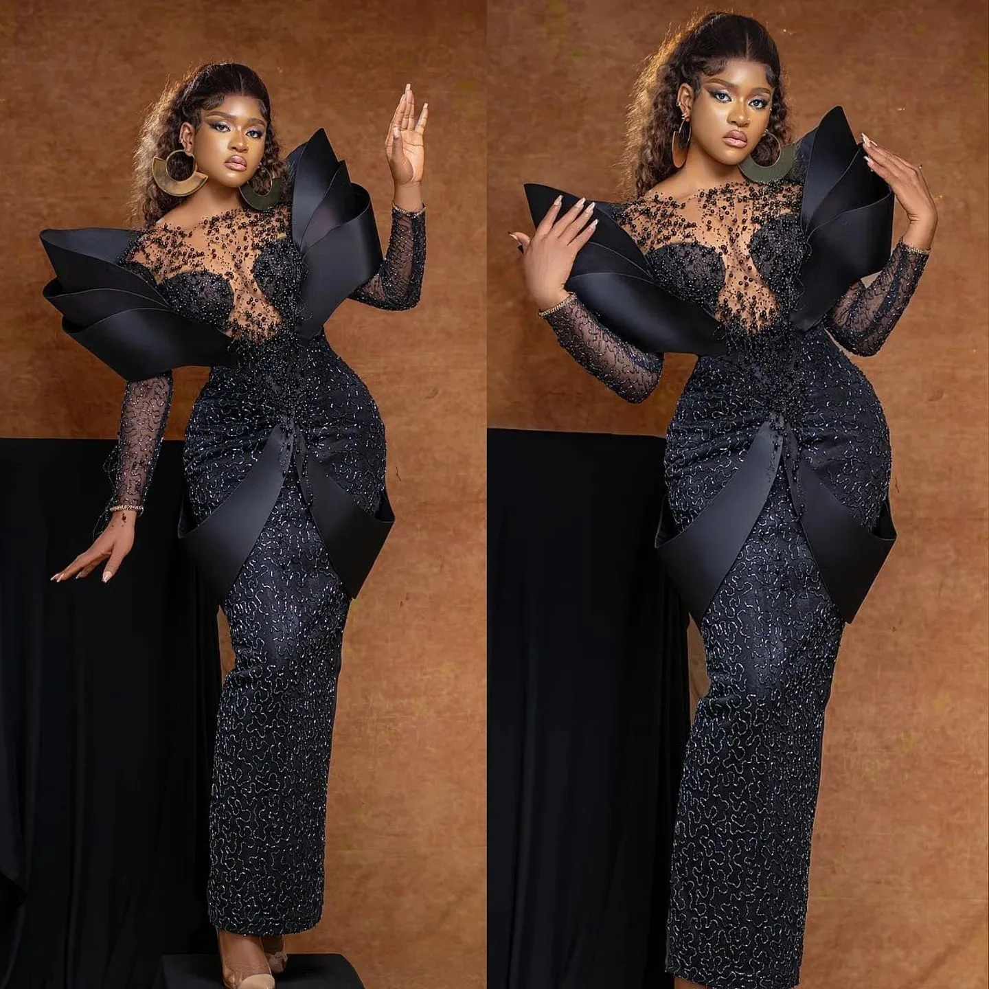 Top Trends: Elegant African Formal Prom Dress Handmade Beading Pearls Aso Ebi Style Evening Dresses With 3D Sleeves Black Women Party Gowns Shoppable Styles