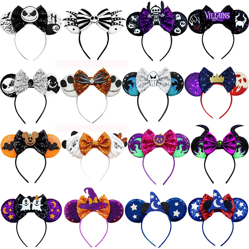 Top Trends: Disney Halloween Hair Bands For Women Cosplay Bat Skeleton Headbands Girl Mickey Ears Hairband Kids Sequins Bow Hair Accessories Shoppable Styles