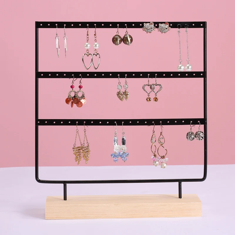 Top Trends: 1pcs 24 / 44 / 66 Holes Stand Holder Wooden Base Tray Earrings Storage Rack Earring Storage Rack Ear Studs Pendant Presenting Holder Shoppable Styles - Image 2