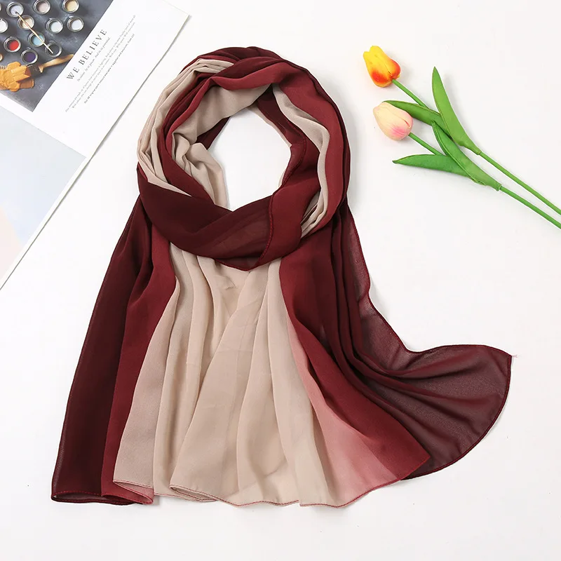 Top Trends: Women Plain Ombre Bubble Chiffon Instant Hijab Shawl Lady High Quality Gradient Wrap Headband Bufandas Muslim Snood 180*70Cm Shoppable Styles