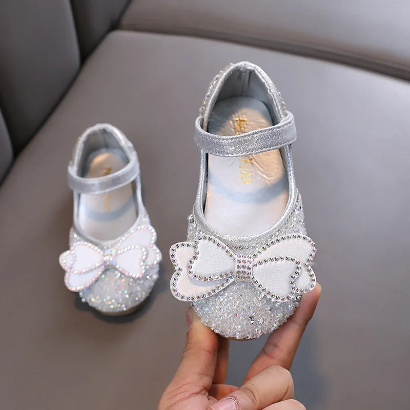 Top Trends: AINYFU Children&#039;s Leather Shoes Autumn Girls Rhinestone Bow Princess Shoes Kids Glitter Wedding Party Shoes J56 Shoppable Styles