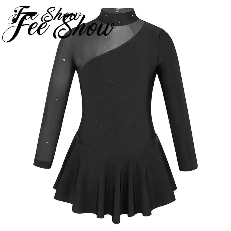 Top Trends: Ballet Outfit For Girls Kids Long Sleeve Tulle Figure Skating Dress Ice Skating Clothes Gymnastics Leotards Dress Dance Costumes Shoppable Styles