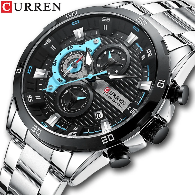 Top Trends: CURREN Stainless Steel Luxury Men&#039;s Watches Waterproof Quartz Wristwatches Sport Chronograph Fashion Gifts For Men Clock Shoppable Styles