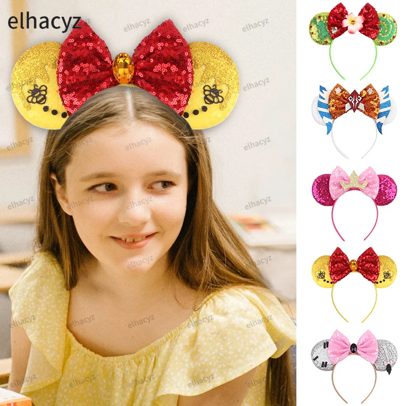 Top Trends: 2024 New Cute Honey Bees Mouse Ears Headband Glitter Sequins Bow Party Hairband Women Festival Cosplay Kids DIY Hair Accessories Shoppable Styles