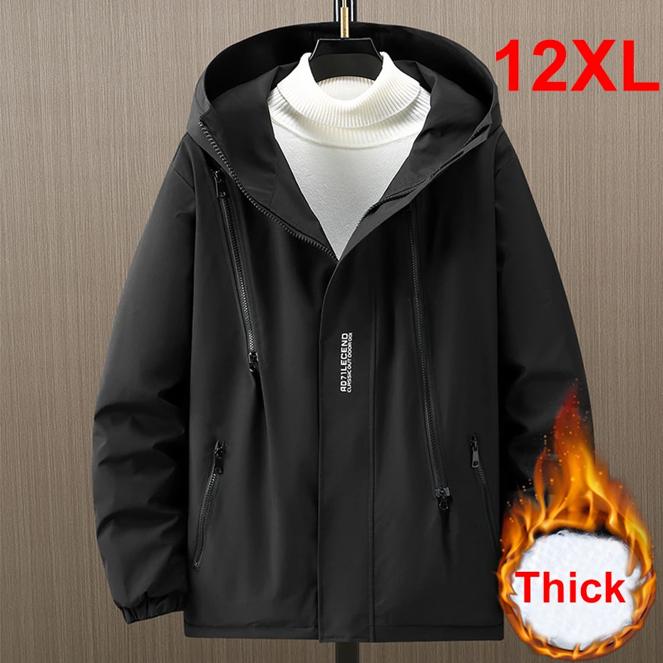 Top Trends: Black Waterproof Parkas Men Winter Warm Thick Windbreak Jacket Plus Size 10XL 12XL Winter Camping Jacket Coat Male Big Size 12XL Shoppable Styles