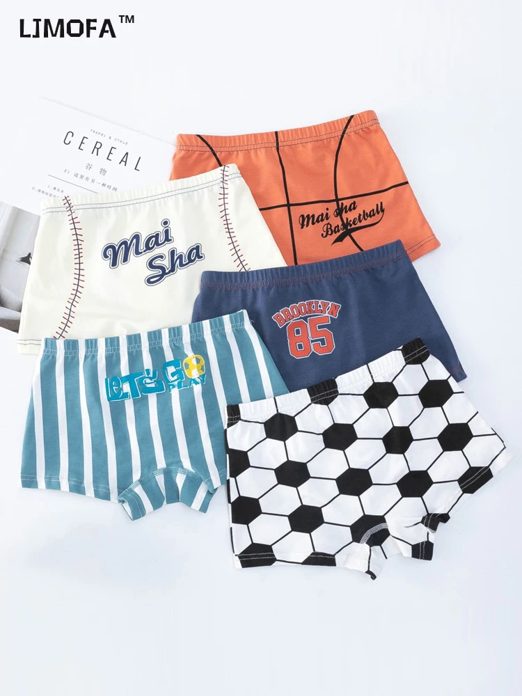 Top Trends: LJMOFA 5pcs Kid Boys Underwear Boxer For Child Soft Cotton Breathable Underpants Boy Football Panty Basketball Sport Shorts B176 Shoppable Styles