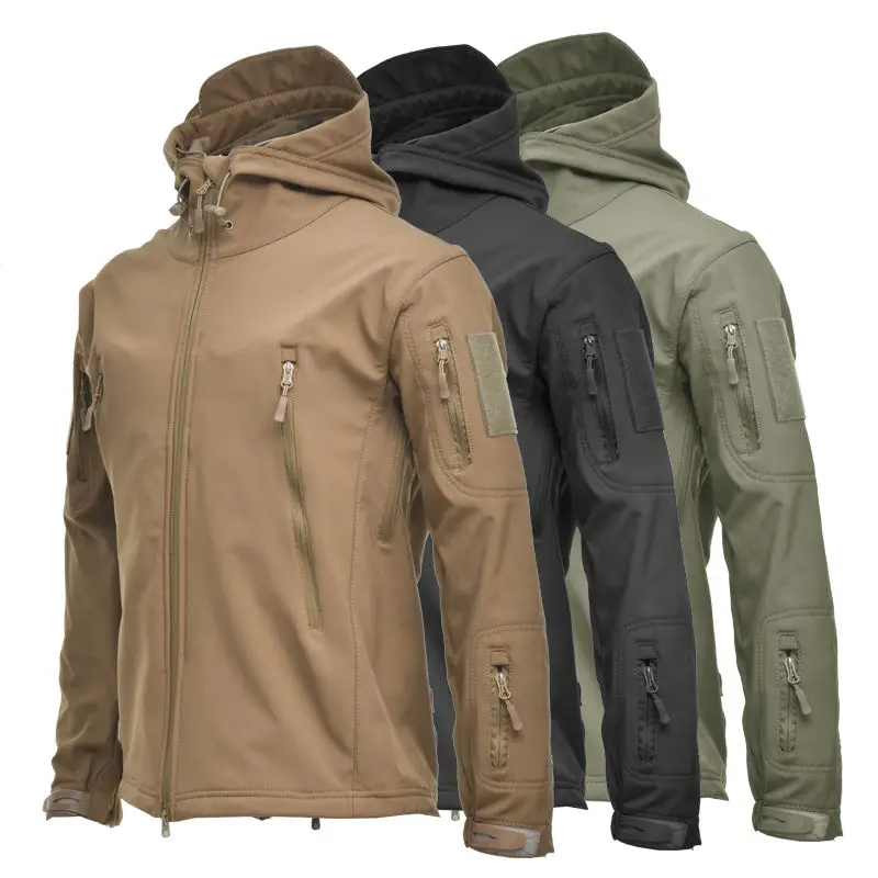 Top Trends: Outdoor Camouflage Cotton Lining Jacket Men's Solid Hooded Zipper Pockets Loose Sports Windproof Waterproof Ventilate Warm Coat Shoppable Styles