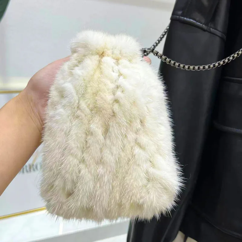 Top Trends: Real Mink Fur Bag Crossbody Bags For Women Messenger Bag Small Phone Bag Lady Shoulder Bags Natural Mink Fur Purse HandBag Shoppable Styles