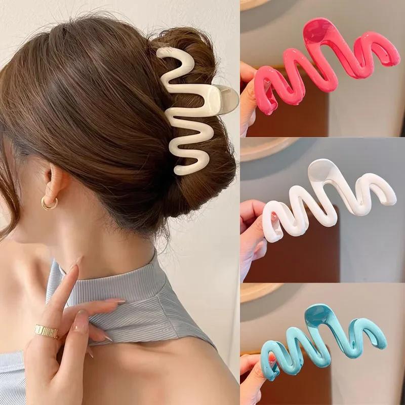 Top Trends: Colorful Jelly Wave Hair Claw Y2k Hairpin Women Girls Fashion Sweet Simple Acrylic Ponytail Hair Clip Headwear Accessories 2023 Shoppable Styles